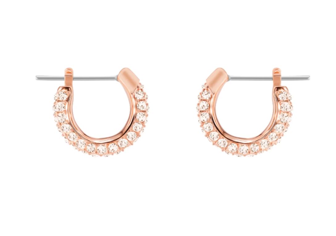 Stone Pierced Earrings Pink, Rose-gold tone plated - Thompson’s Jewellers