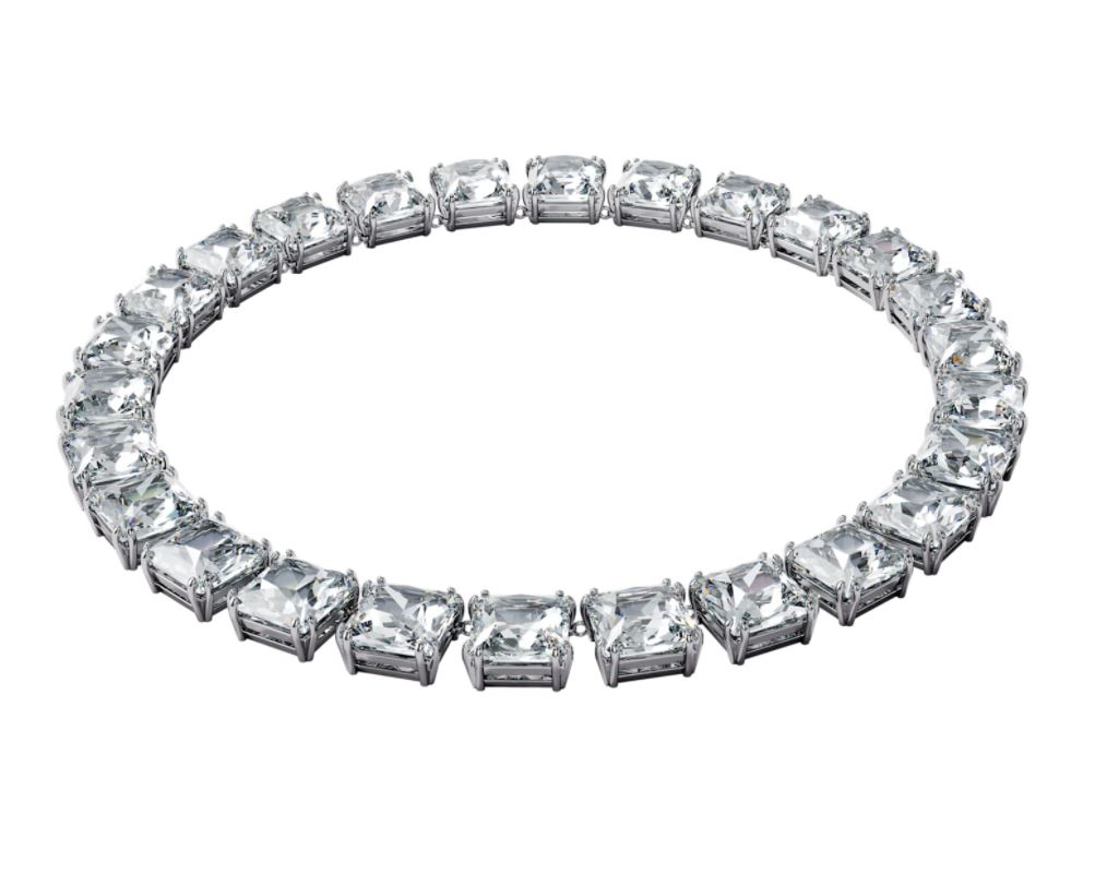 Millenia necklace Square cut crystals, White, Rhodium plated - Thompson ...