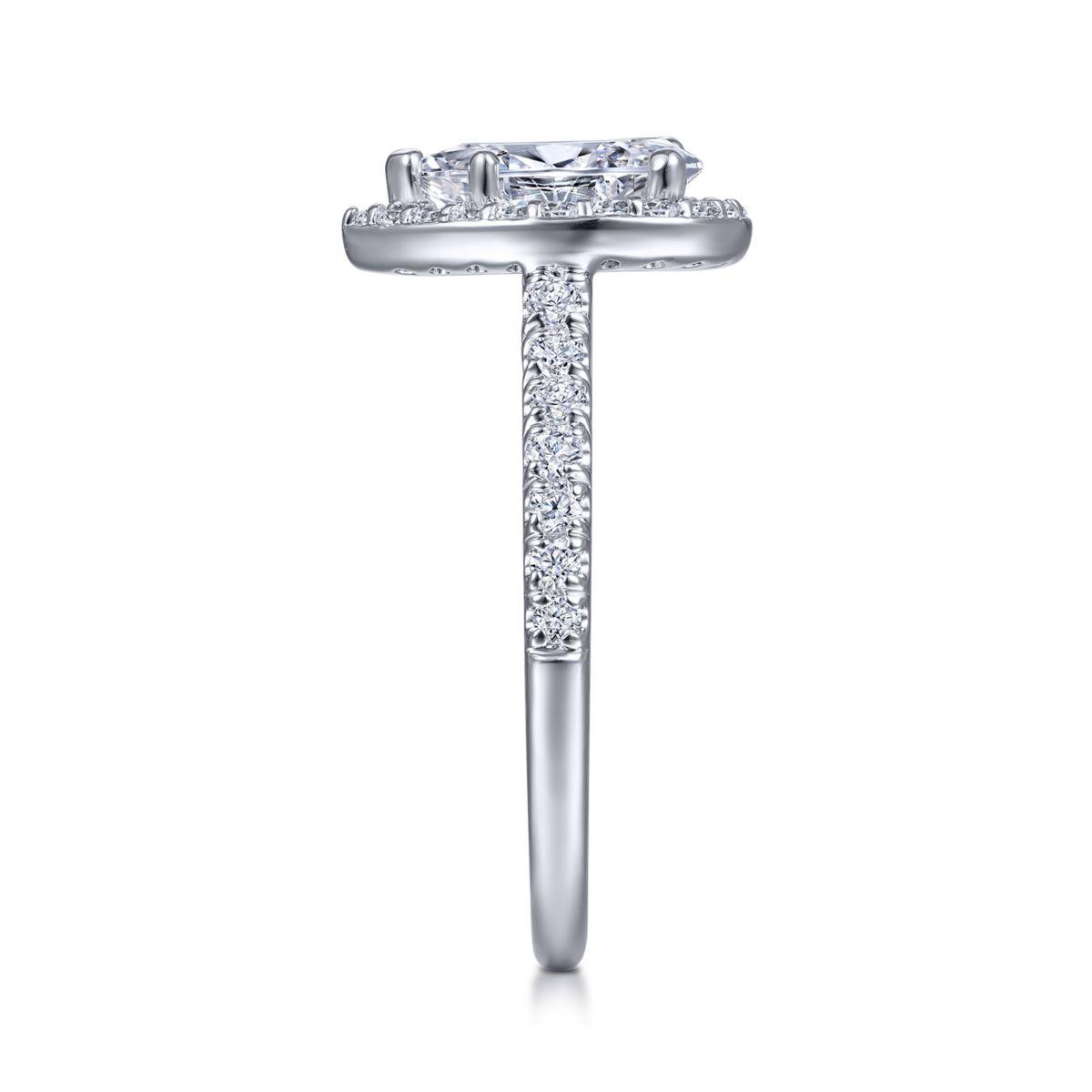 14K White Gold Pear Shape Halo Diamond Engagement Ring - Thompson’s ...