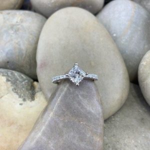 14K White Gold Princess Cut Diamond Engagement Ring (Lab Grown Center Diamond)