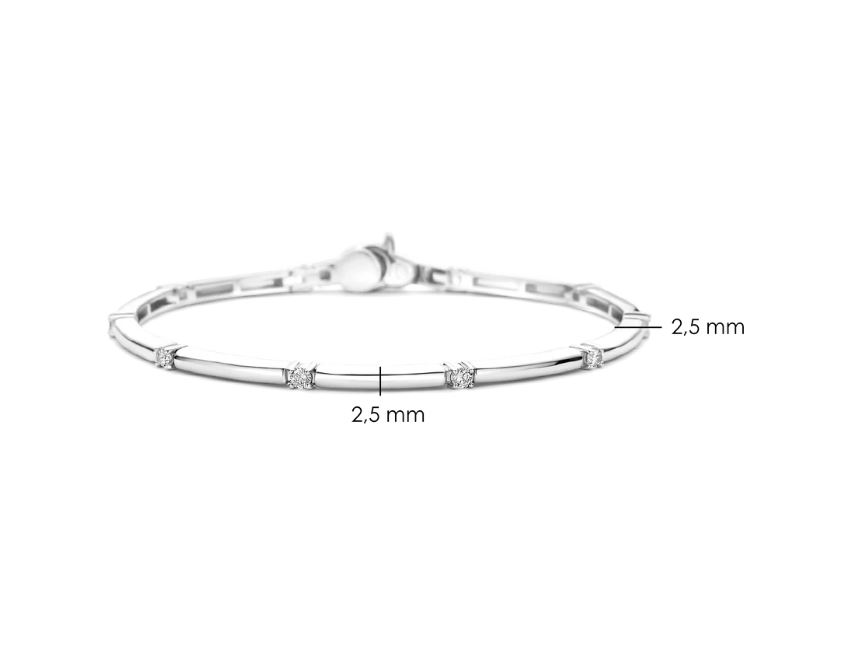 Classic Rectangular Zirconia Bangle Silver - Image 2