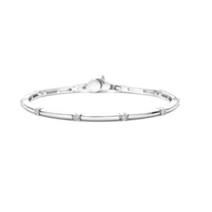 Classic Rectangular Zirconia Bangle Silver