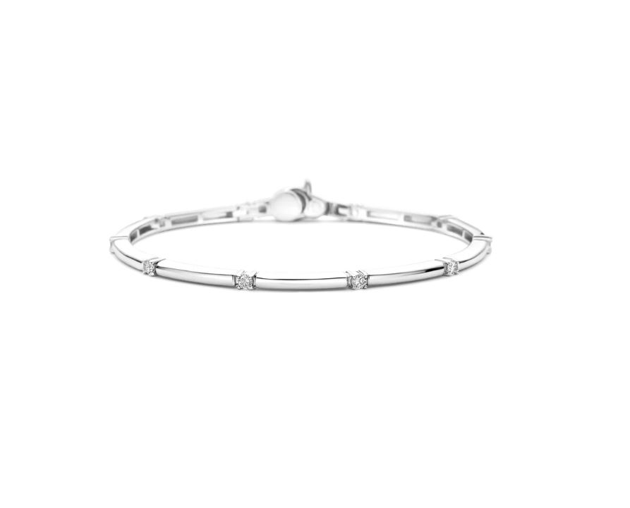 Classic Rectangular Zirconia Bangle Silver