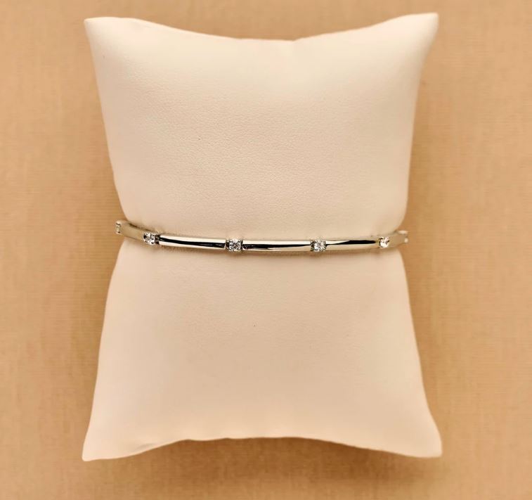Classic Rectangular Zirconia Bangle Silver - Image 3