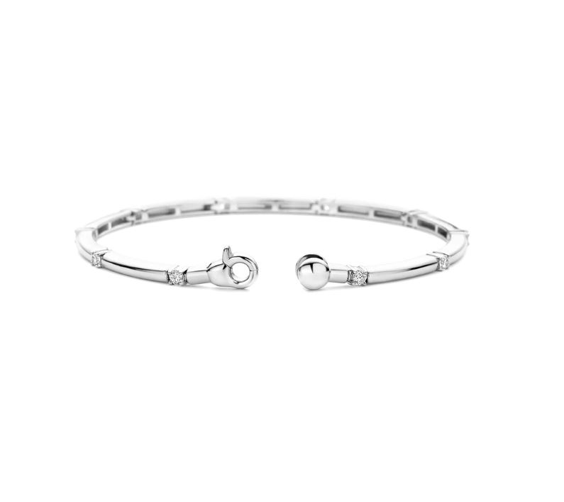 Classic Rectangular Zirconia Bangle Silver - Image 4