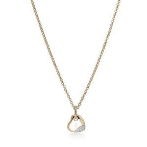 Pebble Heart Necklace, Gold, Diamonds, Small