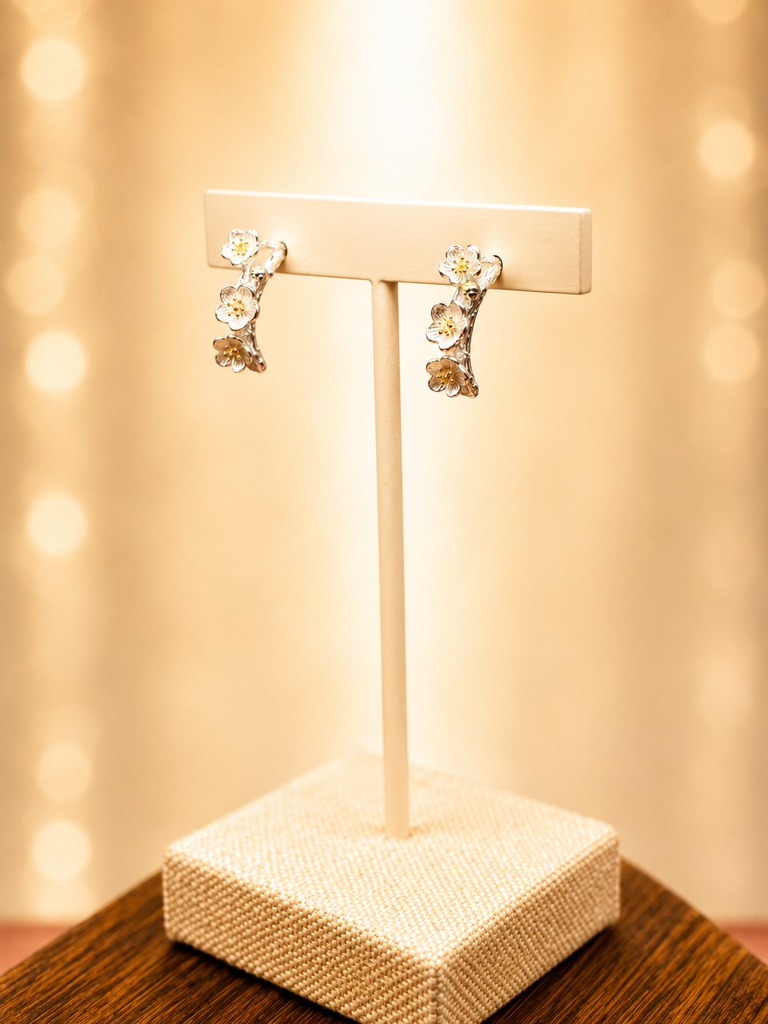 Cherry Blossom Branch Mini Hoops– From the Botanical Garden Collection - Image 2