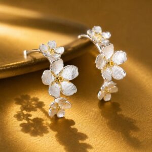 3 Cherry Blossom Flowers Hoop Earrings– From the Botanical Garden Collection (Copy)