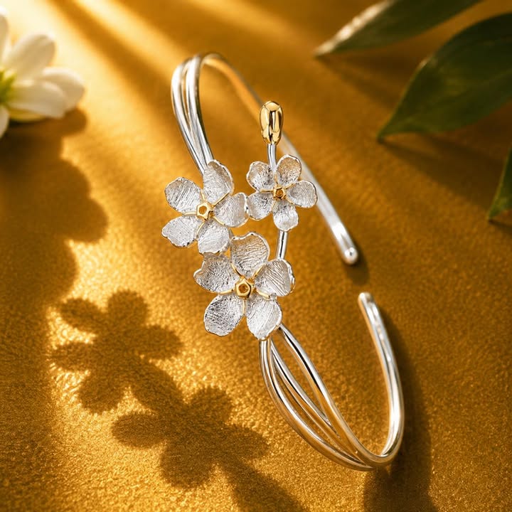 3 Cherry Blossom Flower Branch Bangle– From the Botanical Garden Collection