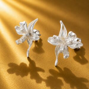 Iris Silver Stud Earrings– From the Botanical Garden Collection