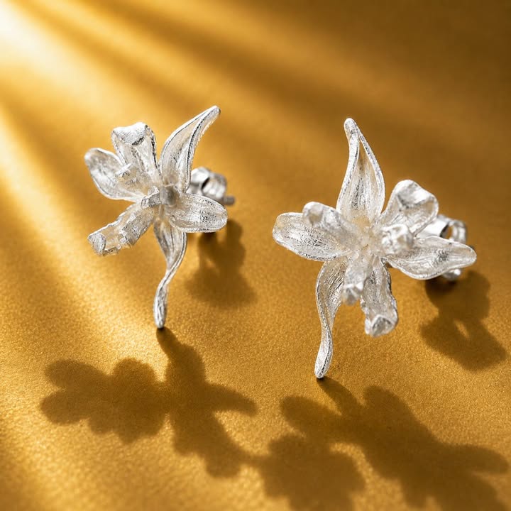 Iris Silver Stud Earrings– From the Botanical Garden Collection