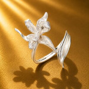 Iris Wrap-Around Silver Ring – From the Botanical Garden Collection