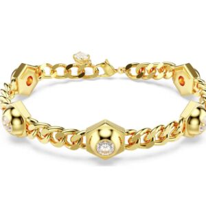 Numina bracelet Round cut, White, Gold-tone plated