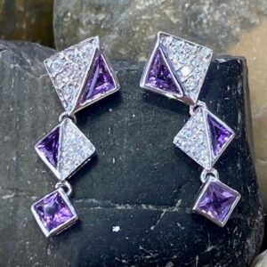 115-17340  AMETHYST & DIAMOND STUDS