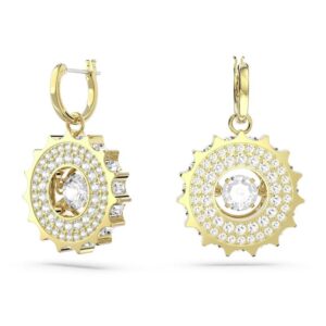 Rota Drop Earrings, Mixed Round Cuts, White, Gold-Tone Plated 5650364 | Swarovski