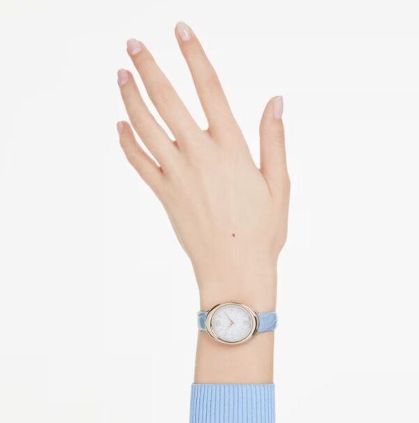Imber watch Swiss Made, Leather strap, Blue, Champagne gold-tone finish - Image 3