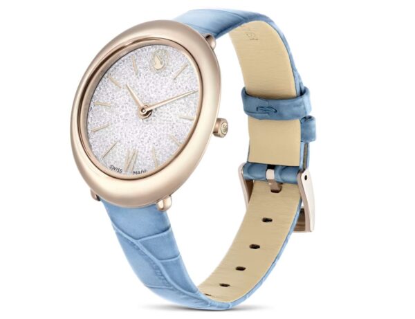 Imber watch Swiss Made, Leather strap, Blue, Champagne gold-tone finish - Image 2