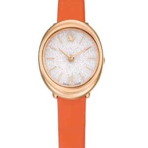 Imber watch Swiss Made, Leather strap, Orange, Rose gold-tone finish