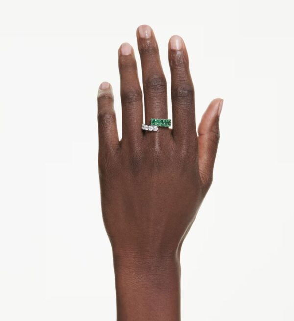 Matrix ring Mixed cuts, Green, Rhodium plated (55) - Image 2