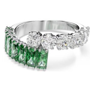 Matrix ring Mixed cuts, Green, Rhodium plated (55)