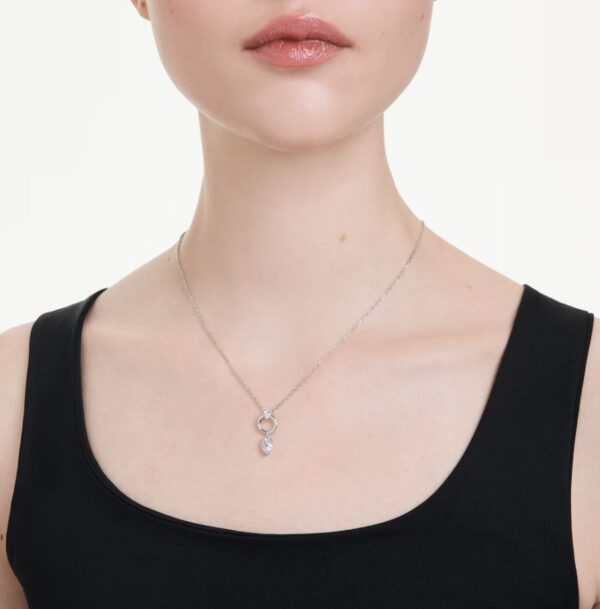 Mesmera pendant Pear cut, White, Rhodium plated - Image 2