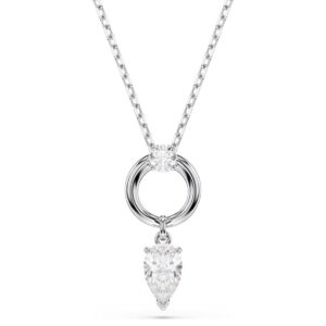 Mesmera pendant Pear cut, White, Rhodium plated