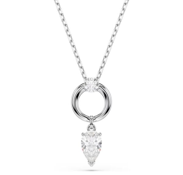 Mesmera pendant Pear cut, White, Rhodium plated