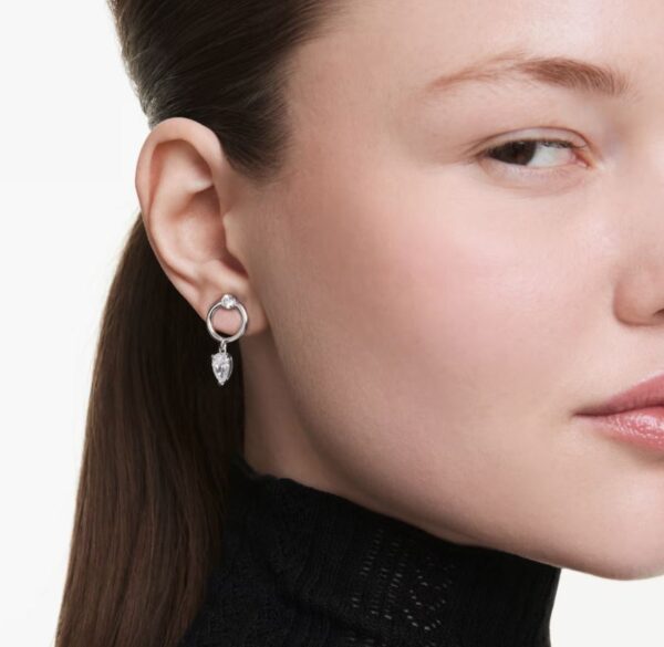 Mesmera drop earrings Mixed cuts, White, Rhodium plated - Image 2