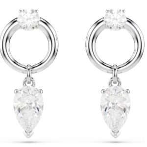 Mesmera drop earrings Mixed cuts, White, Rhodium plated