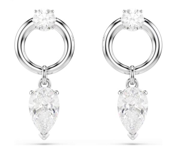 Mesmera drop earrings Mixed cuts, White, Rhodium plated