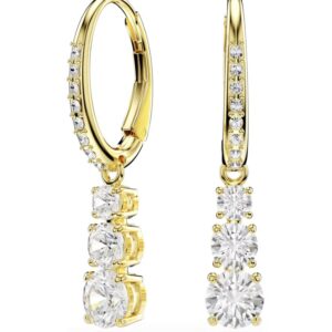 Stilla Attract hoop earrings Round cut, White, Gold-tone plated