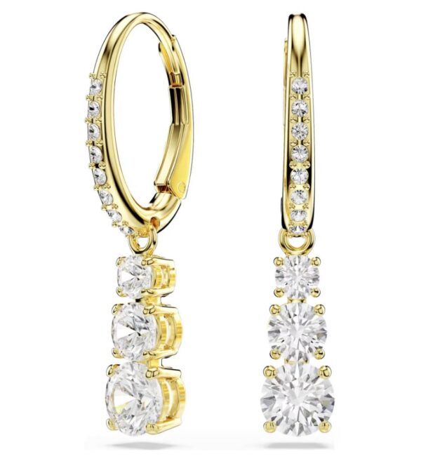Stilla Attract hoop earrings Round cut, White, Gold-tone plated
