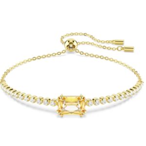 Matrix Tennis bracelet Mixed cuts, Caramel, Gold-tone plated