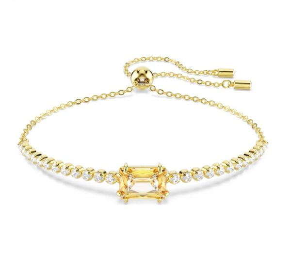 Matrix Tennis bracelet Mixed cuts, Caramel, Gold-tone plated