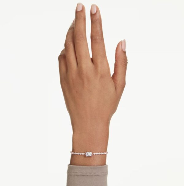 Matrix Tennis bracelet Mixed cuts, White, Rose gold-tone plated - Image 2