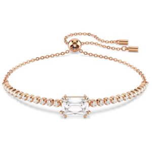 Matrix Tennis bracelet Mixed cuts, White, Rose gold-tone plated