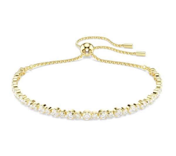 Matrix Tennis bracelet Round cut, White, Gold-tone plated