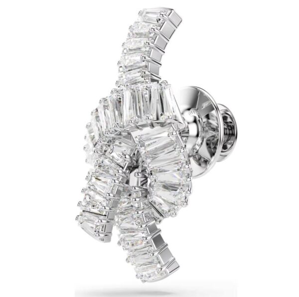 Matrix tack pin Baguette cut, Knot, White, Rhodium plated - Image 2