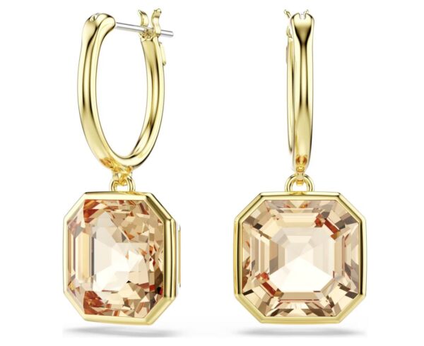 Millenia drop earrings Square cut, Caramel, Gold-tone plated