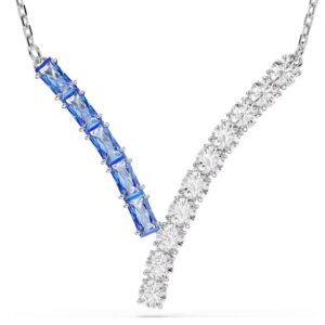 Matrix pendant Mixed cuts, Blue, Rhodium plated