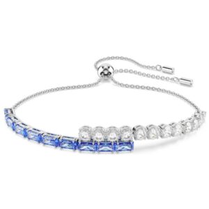 Matrix bracelet Mixed cuts, Blue, Rhodium plated