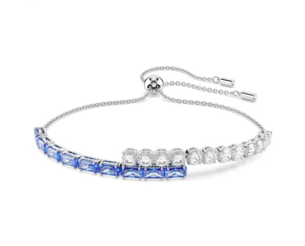 Matrix bracelet Mixed cuts, Blue, Rhodium plated
