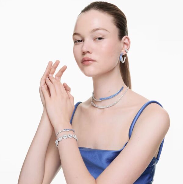 Matrix bracelet Mixed cuts, Blue, Rhodium plated - Image 3