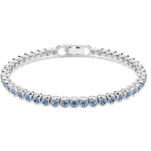 Imber Emily Tennis bracelet Round cut, Blue, Rhodium plated (M)