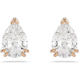 Stilla stud earrings Pear cut, White, Rose gold-tone plated