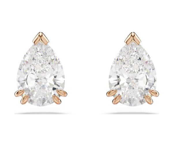 Stilla stud earrings Pear cut, White, Rose gold-tone plated