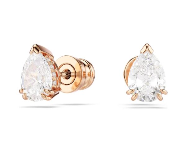 Stilla stud earrings Pear cut, White, Rose gold-tone plated - Image 2