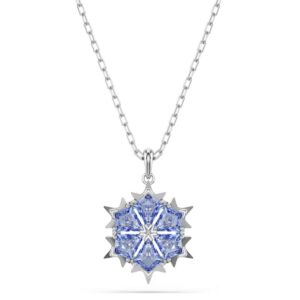 Magic pendant Snowflake, Blue, Rhodium plated