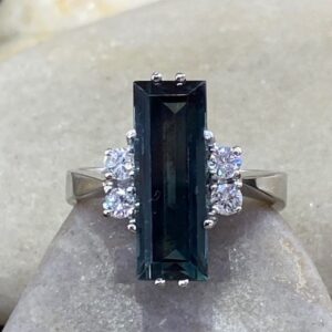 115-17417- Tourmaline & Diamond Ring – 18K White Gold