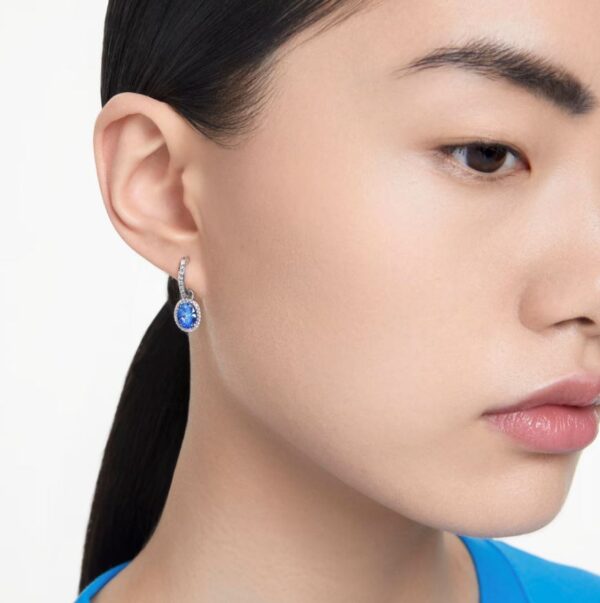 Constella drop earrings Oval cut, Blue, Rhodium plated - Image 2